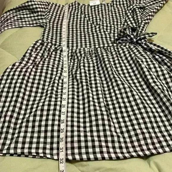 Daisy Street Black & White Gingham Checked Wrap Dress.  Size 10. - Picture 10 of 10